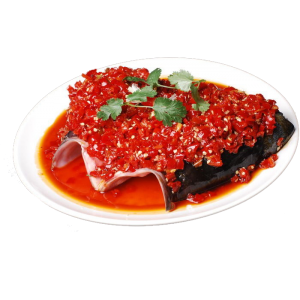Steamed fish head with red chili (free noodles)